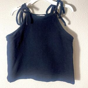 Madewell Texture and Thread Black Tie-Shoulder Tank Top- Size M